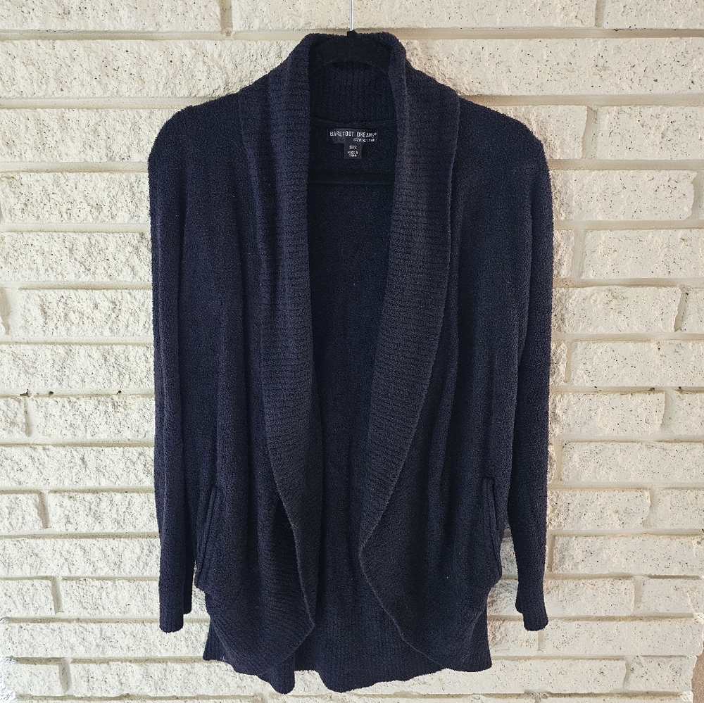 Barefoot Dreams CozyChic Lite Circle Cardi XS/S in Black - Picture 3 of 4